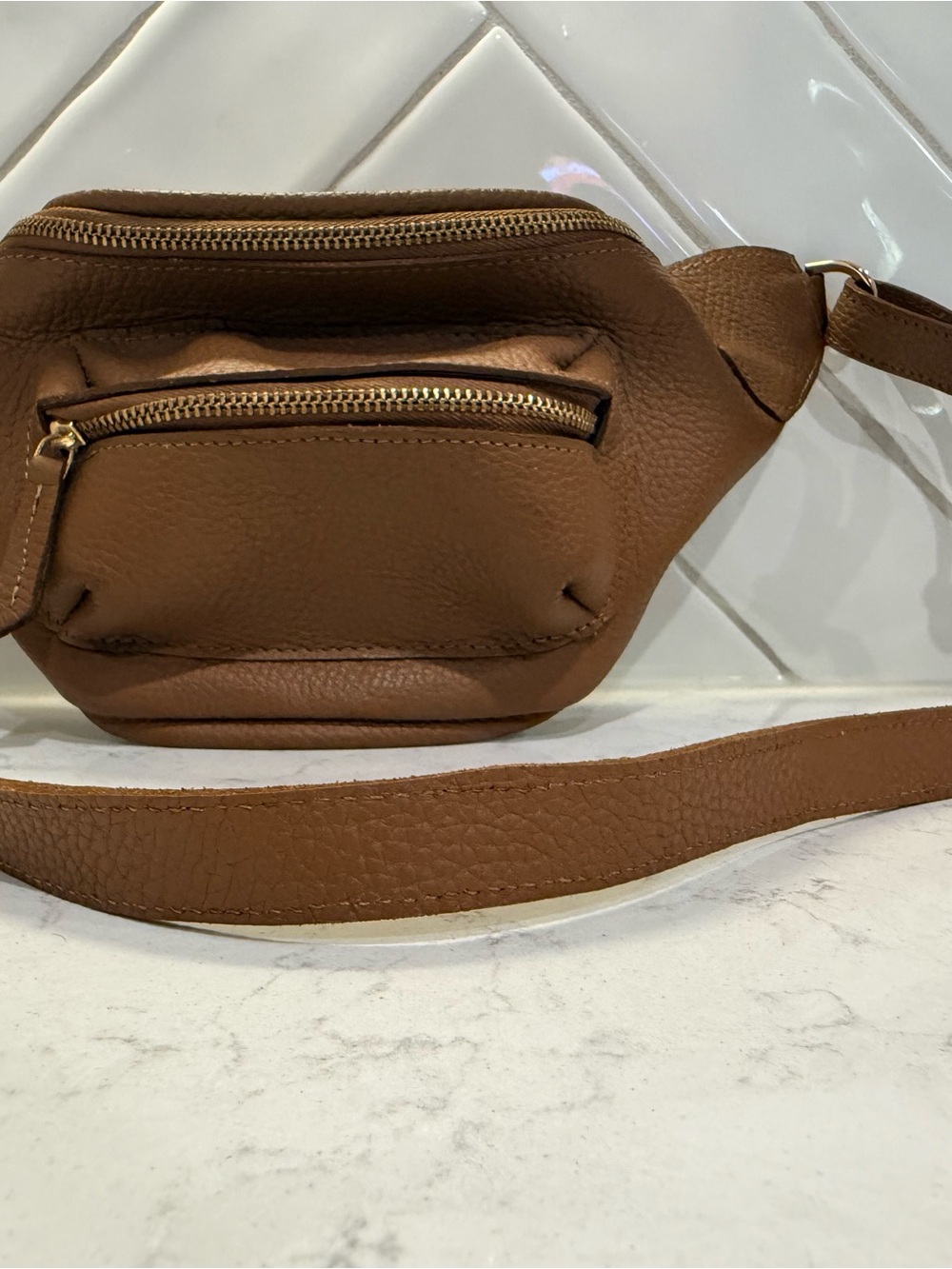 Classic Brown Leather Crossbody Belt Bag